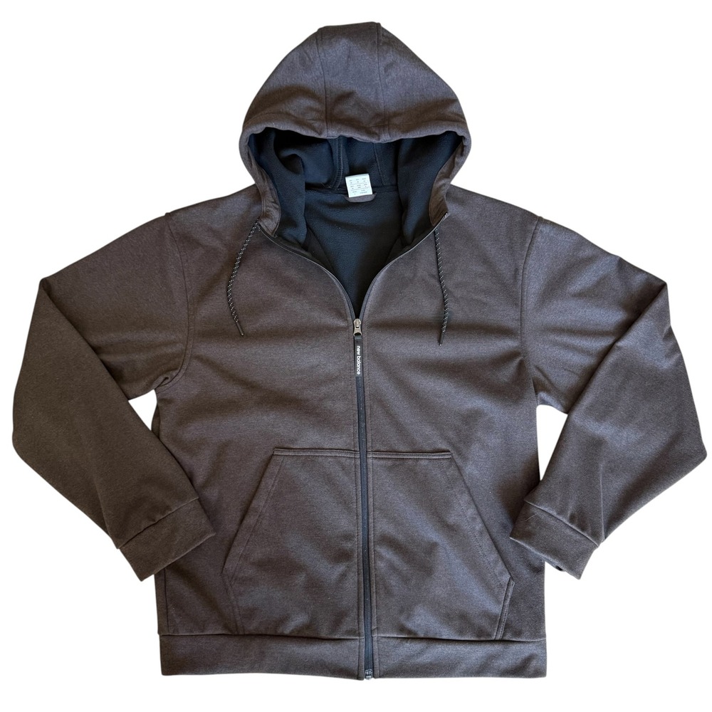 New Balance Men's M Full Zip Hoodie Jacket Dark Brown Melange Bonded Fleece NB